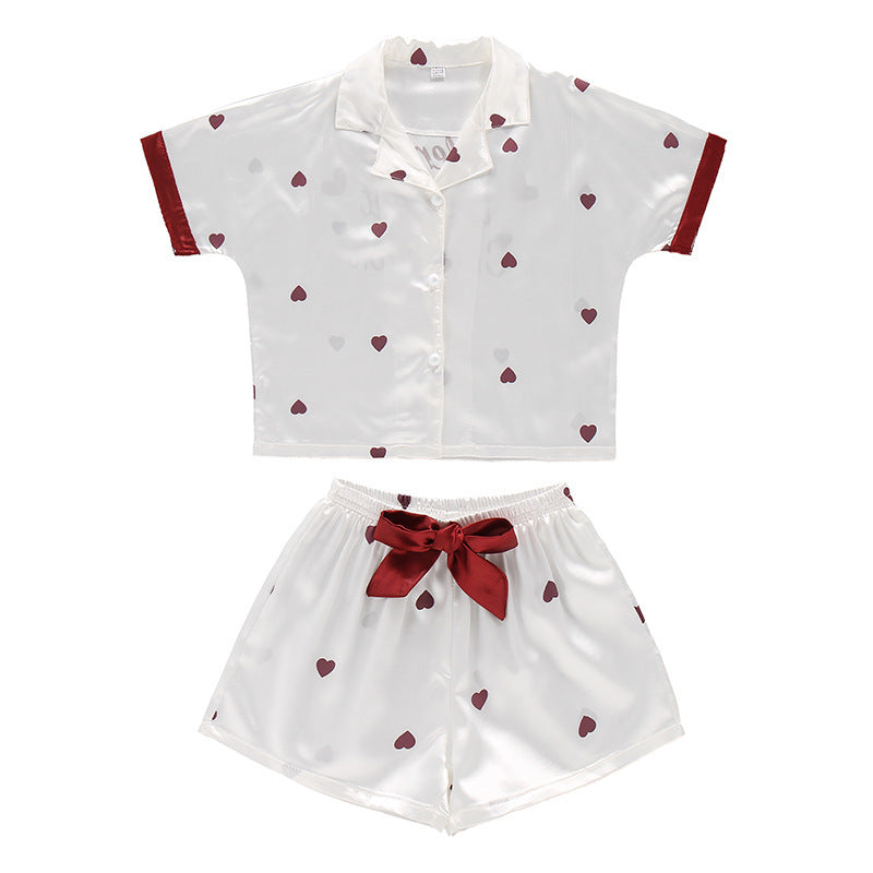 Girls Summer Cartoon Pajamas Short-sleeved Shorts Two-piece Suit