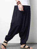 Men's cotton and linen loose casual low-end baggy pants