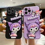 Authorized, Hello Kitty Kuromi 3D Cartoon Soft TPU Phone Case, Cute Kawaii Protective Cover for iPhone 11/12 Mini/13 Pro/14 Pro Max/15 Pro Max/15 Plus, 6.3-inch, Adorable Creature Design, Mobile Accessory