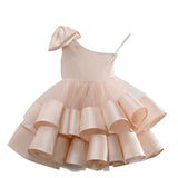 Children's Wedding Dress Girls One-shoulder Show Princess Fluffy