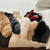 Solid Color Fur Collar Down Jacket Baby Long Section