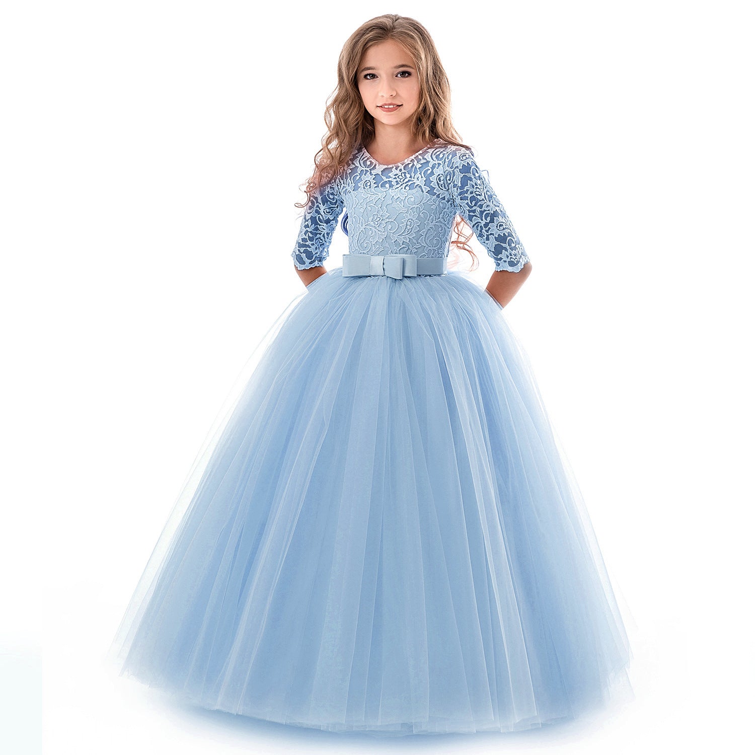 Children's dress long sleeve wedding flower girl skirt