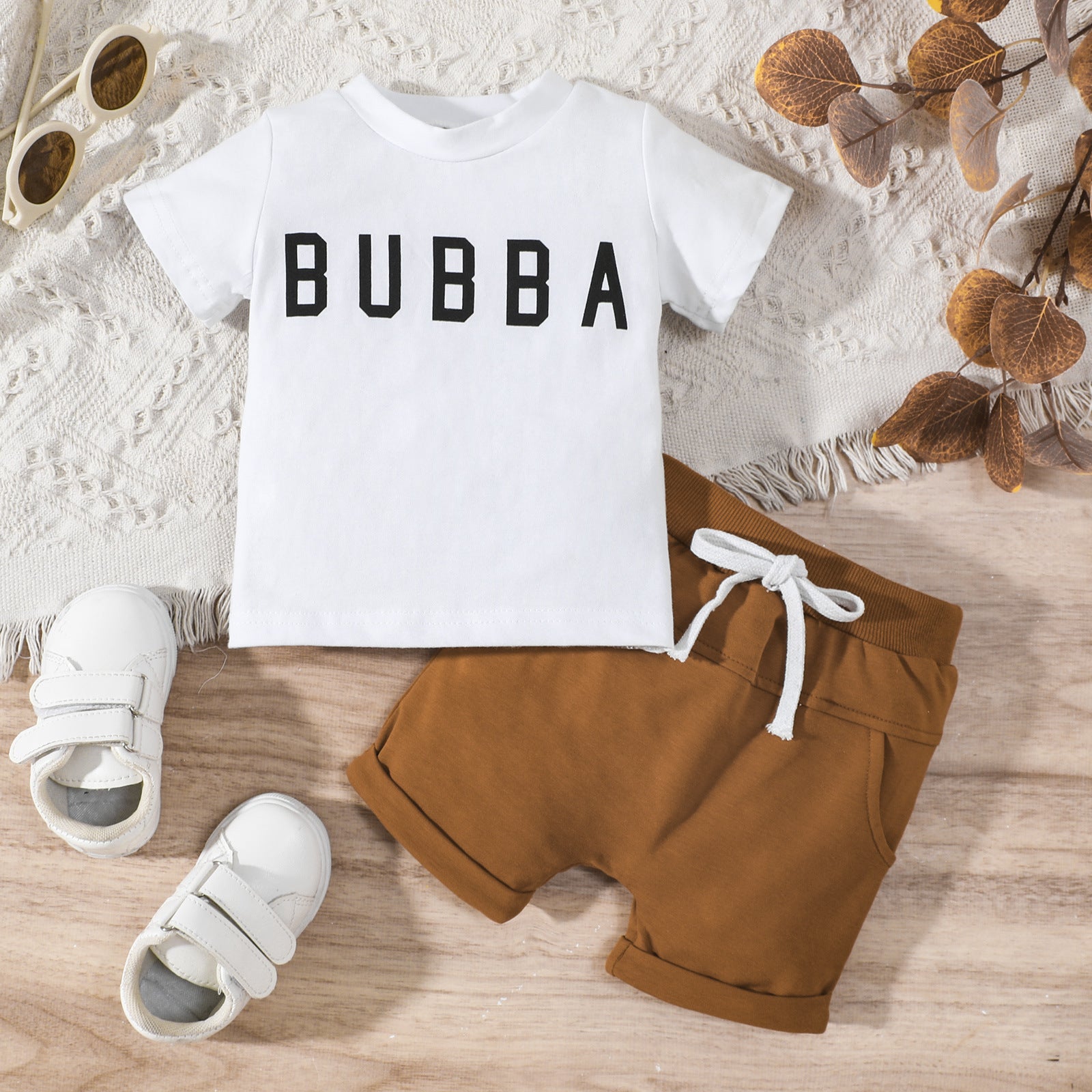 Boys' Casual Letter Printed T-shirt Set