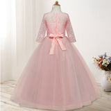 Children's dress long sleeve wedding flower girl skirt