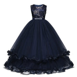 Children's trailing party dress lace skirt