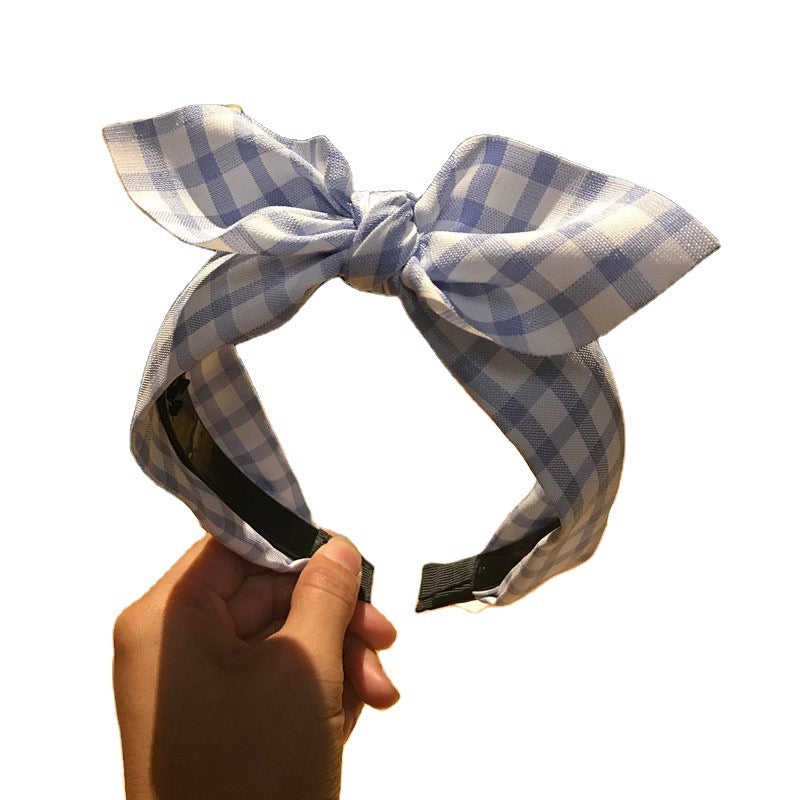 Plaid Knot In The Middle Bow Fabric Headband