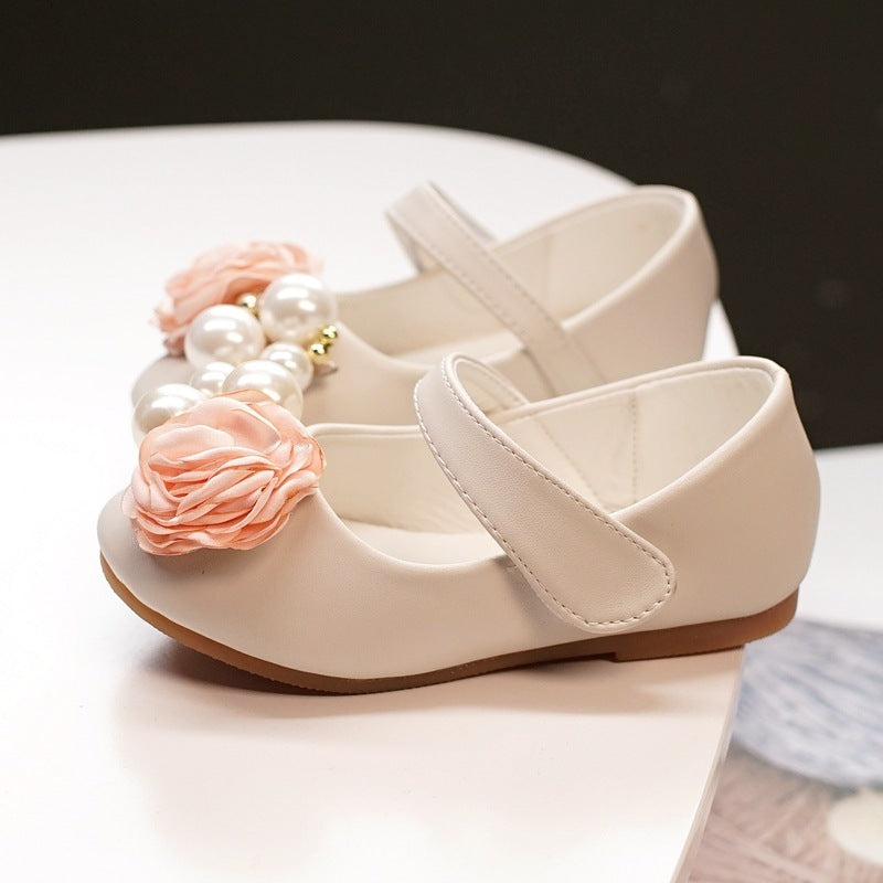 Girls Pearl Bow Show Princess Shoes