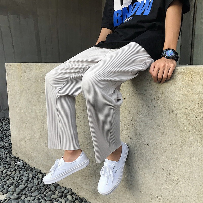 Mens Loose Pleated Pants