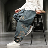 New Chinese Style Men's Trousers Printed Loose Wide-leg Trousers Plus Size