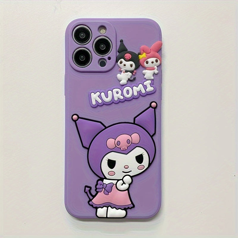 Authorized, Hello Kitty Kuromi 3D Cartoon Soft TPU Phone Case, Cute Kawaii Protective Cover for iPhone 11/12 Mini/13 Pro/14 Pro Max/15 Pro Max/15 Plus, 6.3-inch, Adorable Creature Design, Mobile Accessory