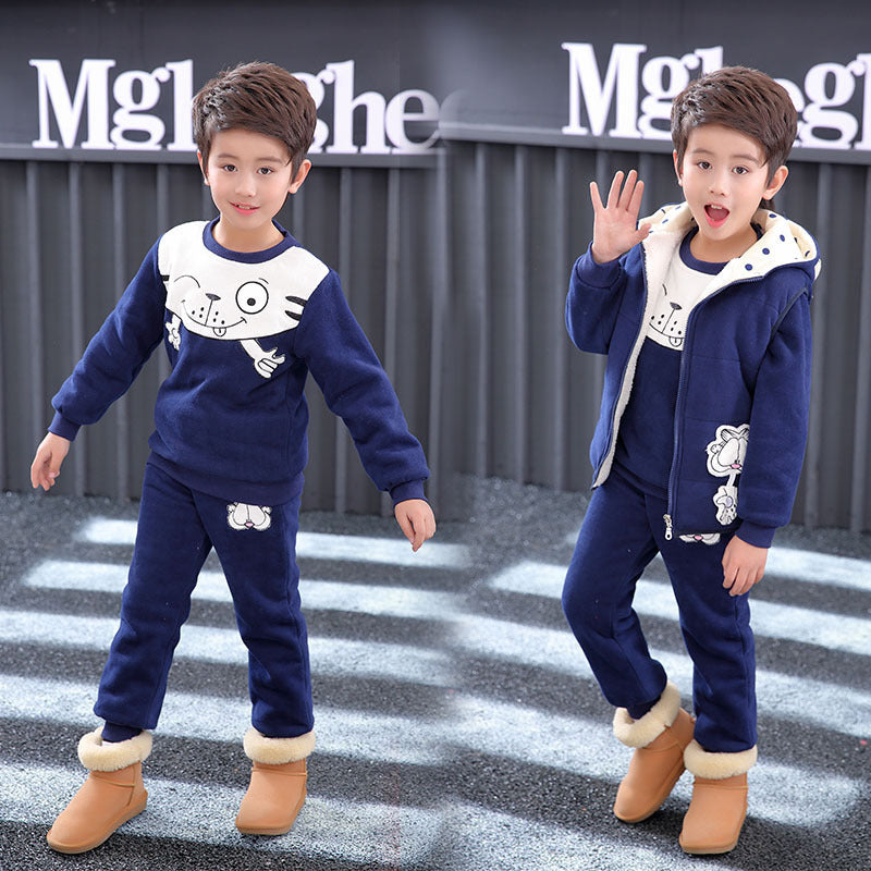 Boys three-piece velvet padded sweater