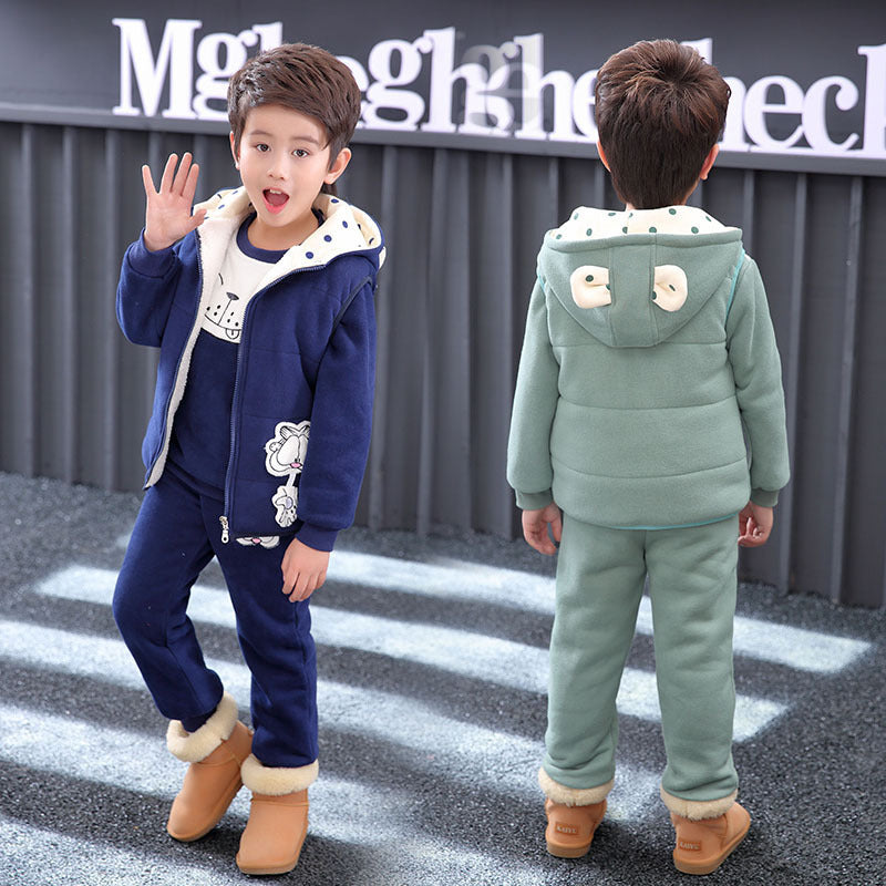 Boys three-piece velvet padded sweater