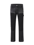 Washed Black And Grey Men Micro Cropped Pants Straight Leg Slimming