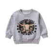 Grey Printed Letter Cow Head Children's Sweater