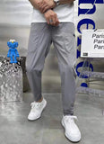 Men's Ice Silk Stitching Six-pocket Embroidery High Elastic Casual Pants