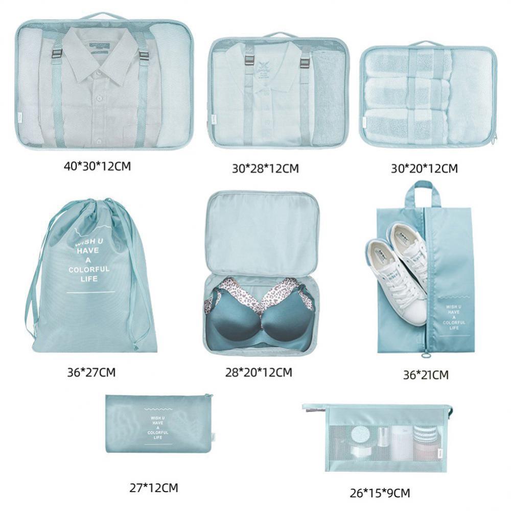 8-piece Set Luggage Divider Bag Travel Storage Clothes Underwear Shoes Organizer Packing Cube Bag - AL MONI EXPRESS