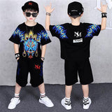 Boys' Summer Loose Sports Clothes Middle And Big Children's Two Piece Set