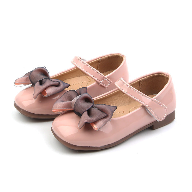 Korean bow tie girl's leather shoes princess shoes