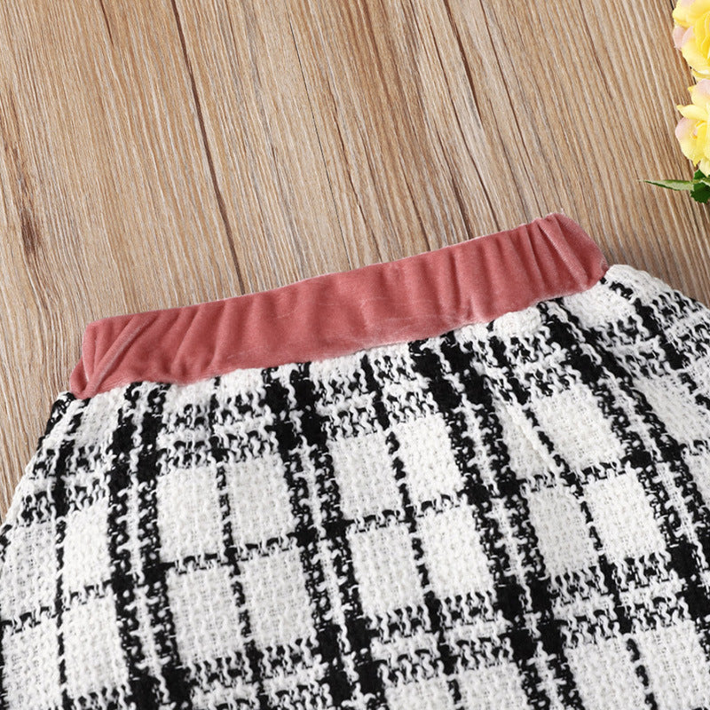 Plaid Print Baby Girl Suit Skirt