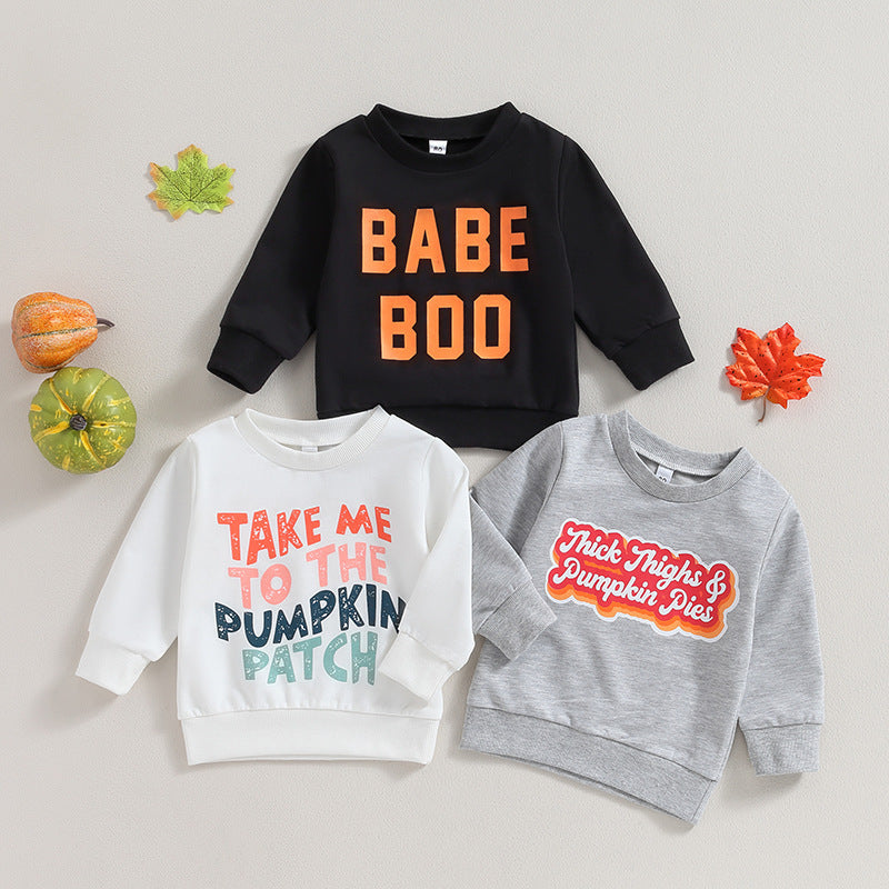 Halloween Clothing Infant and Toddler Letter Printed Long Sleeve Sweater