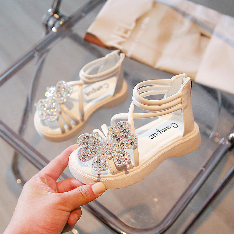 Children's Open-toe Bow Shiny Diamond Sandals