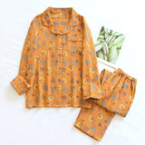 Woven Jacquard Lapel Pajamas Suit Loose