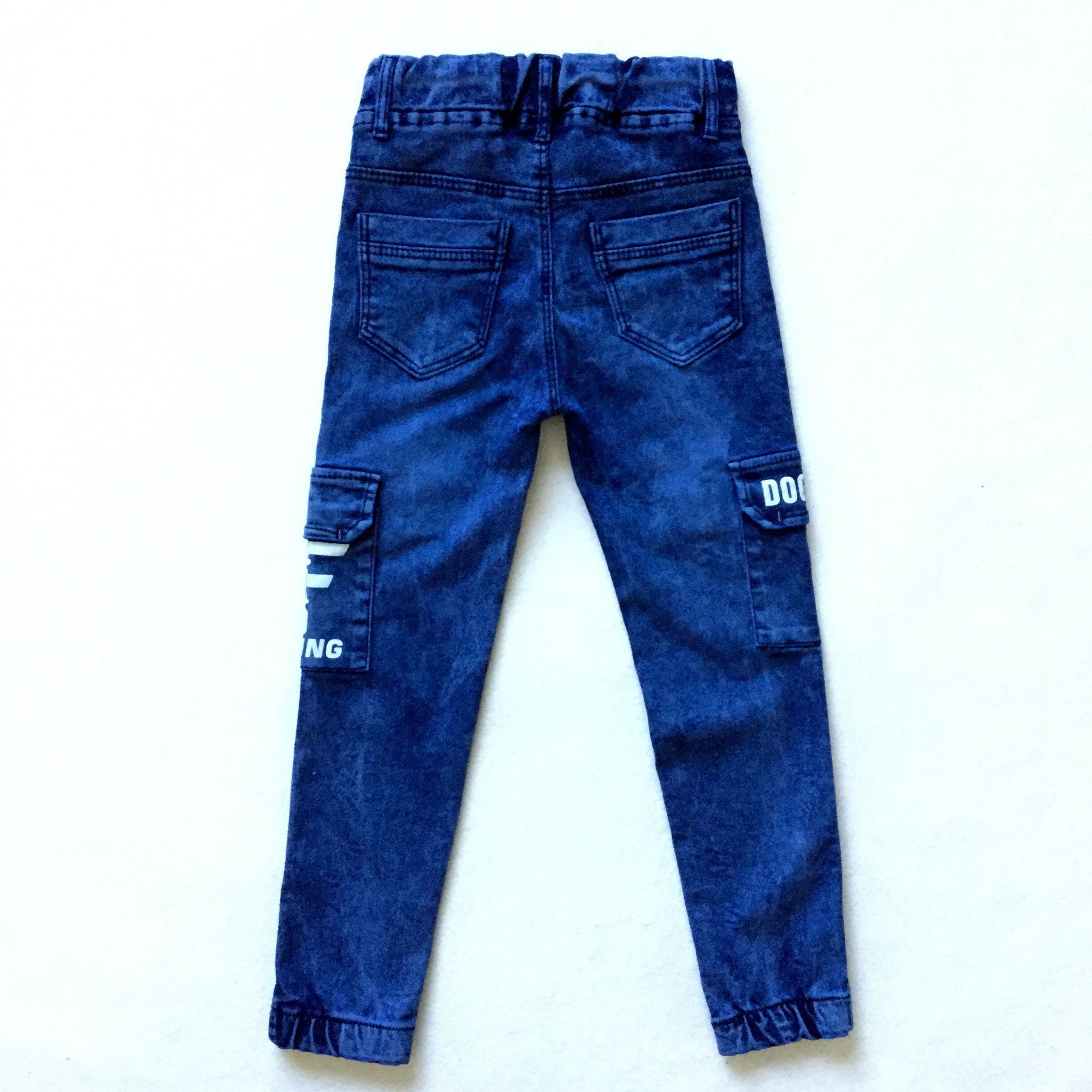 Boys' Monogram Print Multi-pocket Cargo Jeans