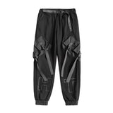 Men's Loose Black Overalls Hip-hop Pocket Pants