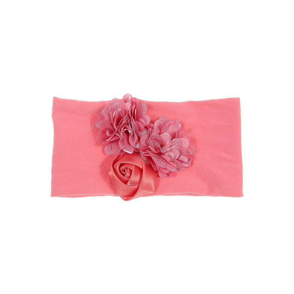 Satin Cloth Mesh Flower Rose Baby Headband