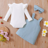 Newborn Baby Girls Autumn Clothes Set Solid Long Sleeve