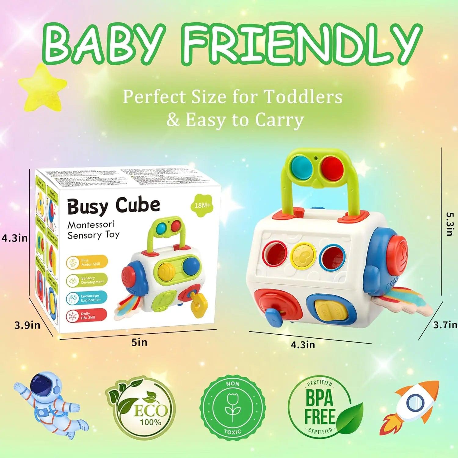 9 In 1 Busy Cube Baby & Toddler Toys Montessori Sensory Toys For Toddlers 1 2 3 Year Old Fidget Busy Board Learning Toys - AL MONI EXPRESS