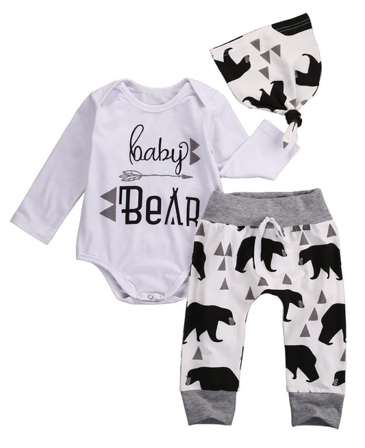 Boys clothes Bear letter Pattern long sleeve Romepr