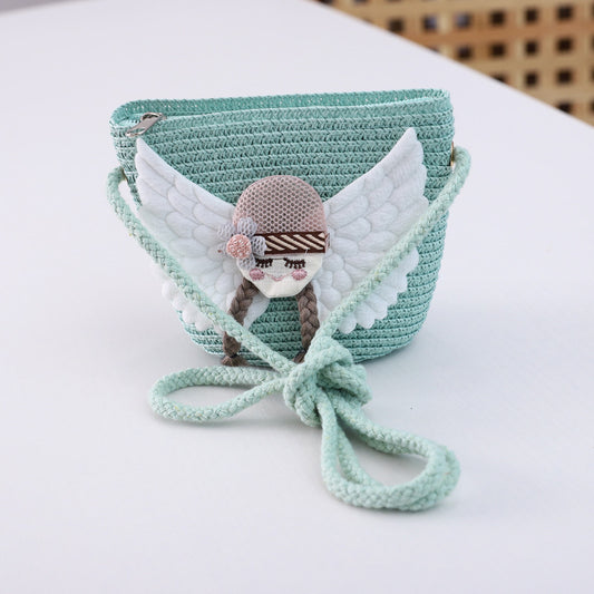 Children's straw hat bag set