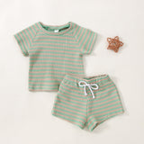 Children's Waffle Stripe Short Sleeve