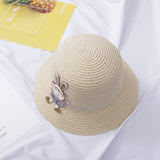 Cute Rabbit Decoration Bag Two-Piece Straw Hat