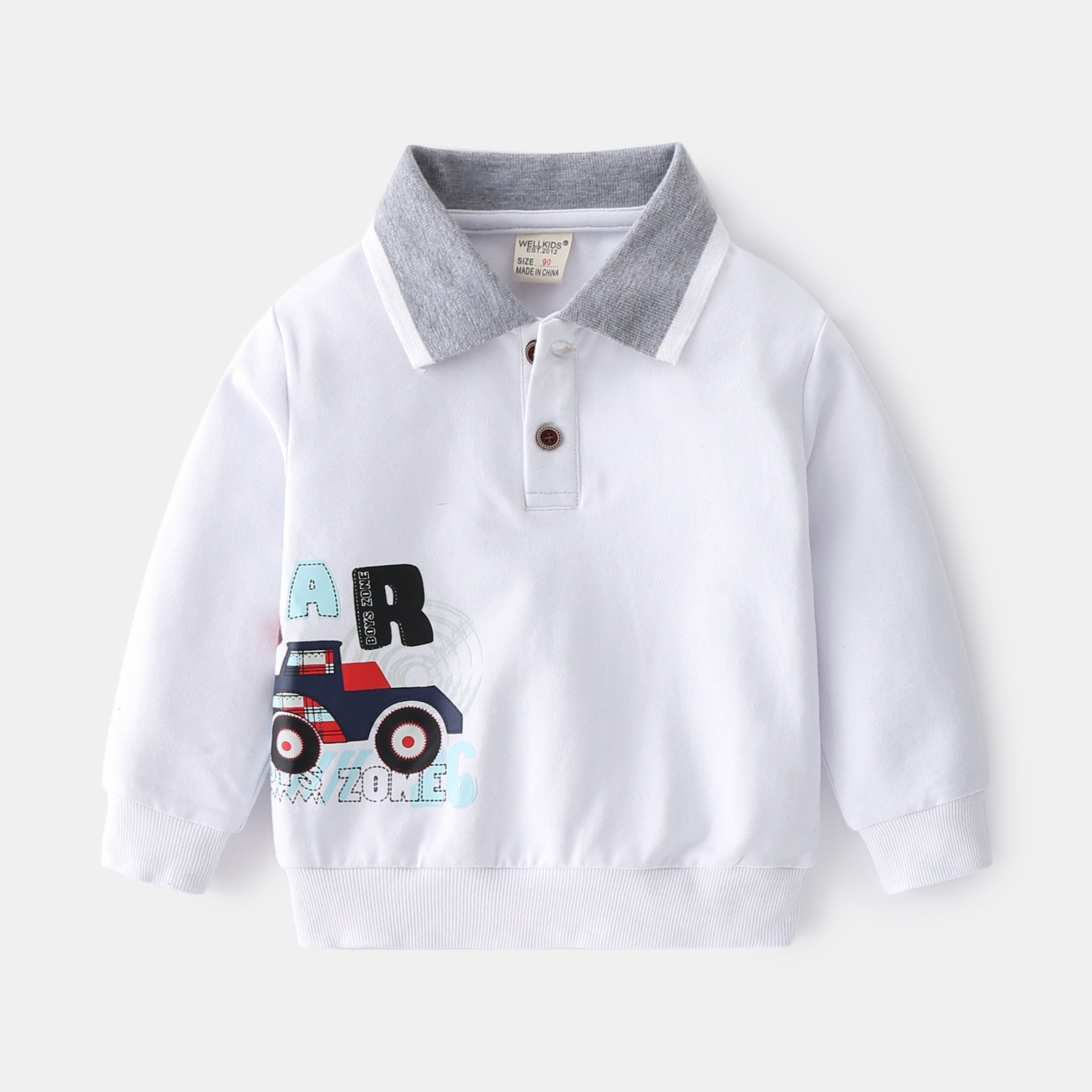 New Fashion Cute Cartoon Print Boys Lapel Sweater