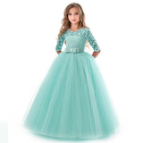 Children's dress long sleeve wedding flower girl skirt