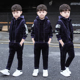 Boys Three-piece Suit Plus Velvet Thick Autumn And Winter Tide Clothes