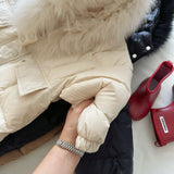 Solid Color Fur Collar Down Jacket Baby Long Section