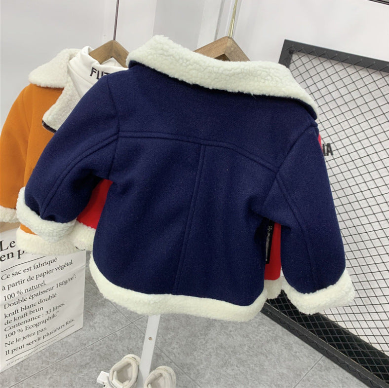 Children's Thickened Fleece Wool Top Lamb Wool Coat