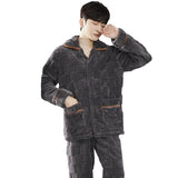 Pajamas Men's Jacquard Flannel Loose Fleece-lined Warm Loungewear