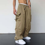 Nylon Quick-drying Overalls Men's Pants High Waist Wide Leg Leisure Drawstring