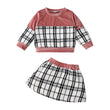 Plaid Print Baby Girl Suit Skirt