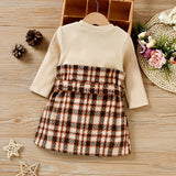 Girls Baby Plaid Fake Two Piece Dress