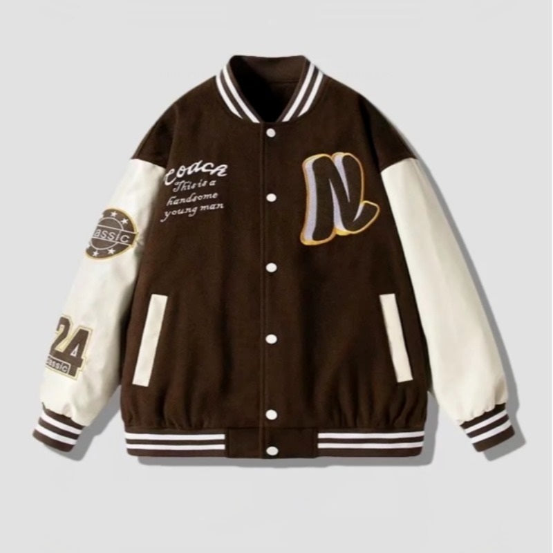 Street Letter Embroidered Baseball Jacket Men