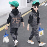 Fashion Simple Boy Winter Denim Suit