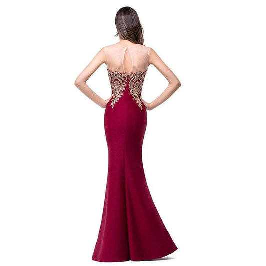 Amazon Europe dress sexy back hollow applique package hip dress fishtail skirt female perspective - Almoni Express