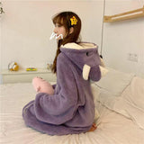 Autumn And Winter Coral Fleece Nightdress Female Cute Cartoon Dinosaur Nightgown Female - AL MONI EXPRESS