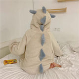 Autumn And Winter Coral Fleece Nightdress Female Cute Cartoon Dinosaur Nightgown Female - AL MONI EXPRESS