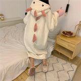 Autumn And Winter Coral Fleece Nightdress Female Cute Cartoon Dinosaur Nightgown Female - AL MONI EXPRESS